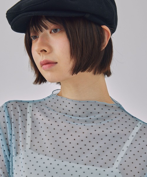 Unblend（アンブレンド）の「【Unblend】ドット柄シアー長袖トップス（Tシャツ/カットソー・レディース・ライトブルー/ブラック/オフホワイト・FREE）」の6枚目の写真