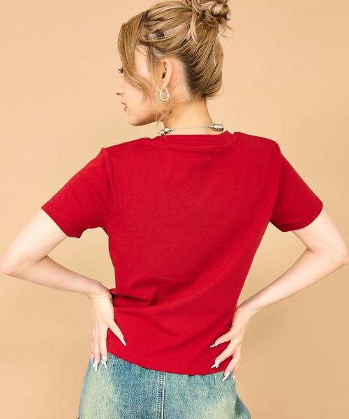 ANAP（アナップ）の「発泡 プリント ハート ロゴ タイト Tシャツ（Tシャツ/カットソー・レディース・ブラウン/ホワイト/レッド/ブラック・FREE）」の13枚目の写真