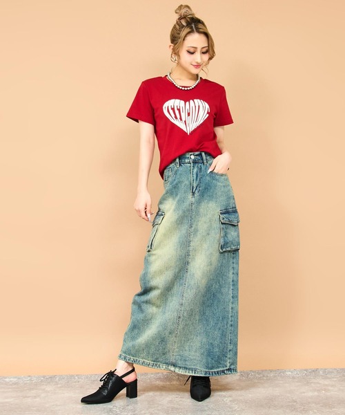 ANAP（アナップ）の「発泡 プリント ハート ロゴ タイト Tシャツ（Tシャツ/カットソー・レディース・ブラウン/ホワイト/レッド/ブラック・FREE）」の12枚目の写真