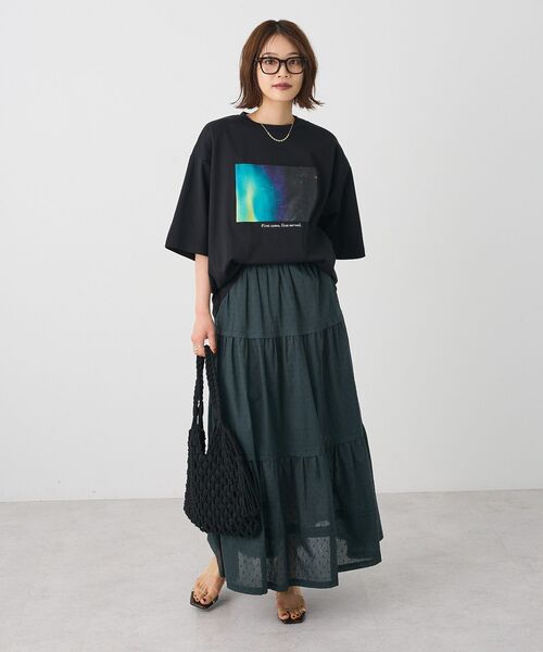 C/ドット刺繍　伊吹染　スカート　ブラック　アトリエドゥズボン AMBIDEX Store △○ドット刺繍 ノーカラーコート(F チャ): l