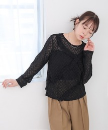 レースフリルシアーロングTシャツ