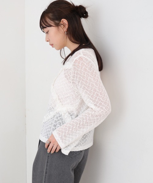 Bab(バブ)の「レースフリルシアーロングTシャツ(Tシャツ/カットソー・レディース・ブラック/オフホワイト・M)」の8枚目の写真