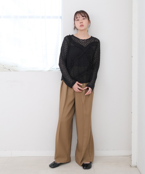 Bab(バブ)の「レースフリルシアーロングTシャツ(Tシャツ/カットソー・レディース・ブラック/オフホワイト・M)」の18枚目の写真