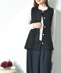 INTERPLANET（インタープラネット）の「ツイードペプラムパールボタンジレ（その他アウター）」