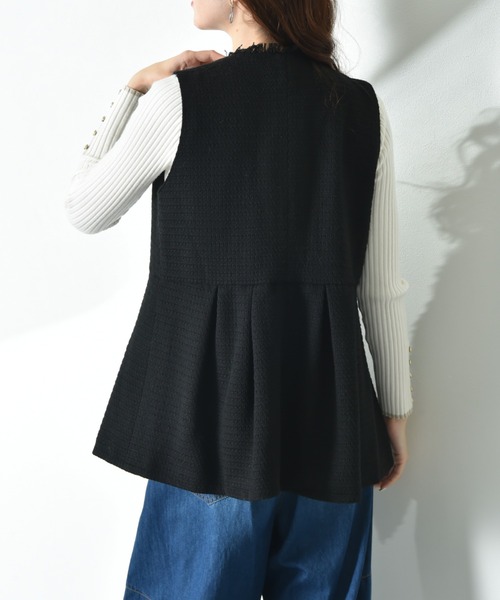 INTERPLANET（インタープラネット）の「ツイードペプラムパールボタンジレ（その他アウター・レディース・ブラック系その他/オフホワイト/ブラック・FREE）」の9枚目の写真