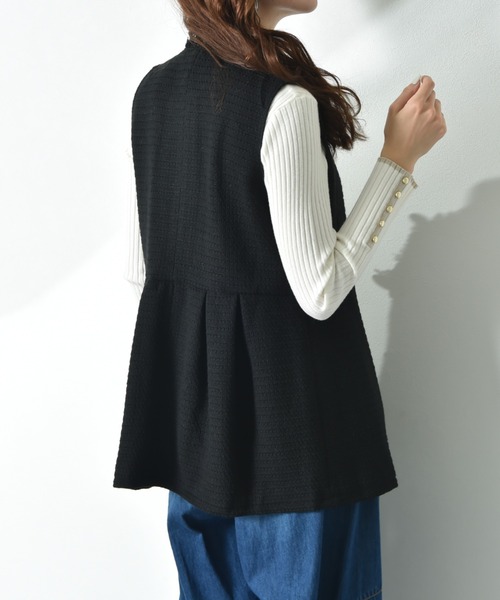 INTERPLANET（インタープラネット）の「ツイードペプラムパールボタンジレ（その他アウター・レディース・ブラック系その他/オフホワイト/ブラック・FREE）」の10枚目の写真