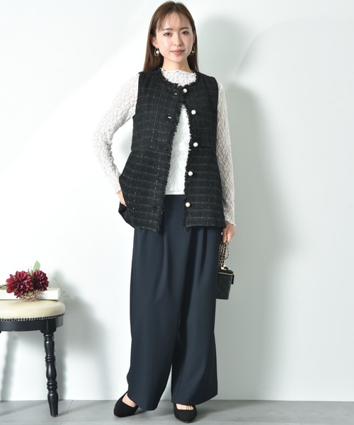 INTERPLANET（インタープラネット）の「ツイードペプラムパールボタンジレ（その他アウター・レディース・ブラック系その他/オフホワイト/ブラック・FREE）」の16枚目の写真