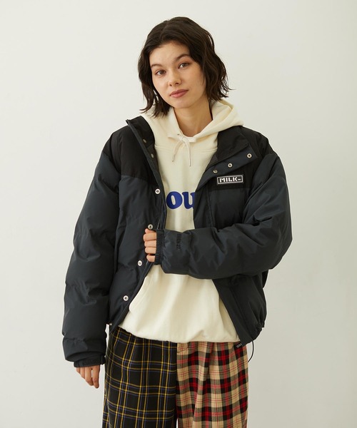 MILKFED.（ミルクフェド）の「BAR PATCH PUFFER JACKET（ダウンジャケット/コート・レディース・ブラック/オフホワイト/ライトピンク・S/M）」の15枚目の写真