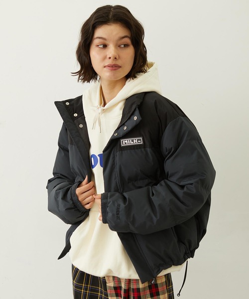 MILKFED.（ミルクフェド）の「BAR PATCH PUFFER JACKET（ダウンジャケット/コート・レディース・ブラック/オフホワイト/ライトピンク・S/M）」の14枚目の写真