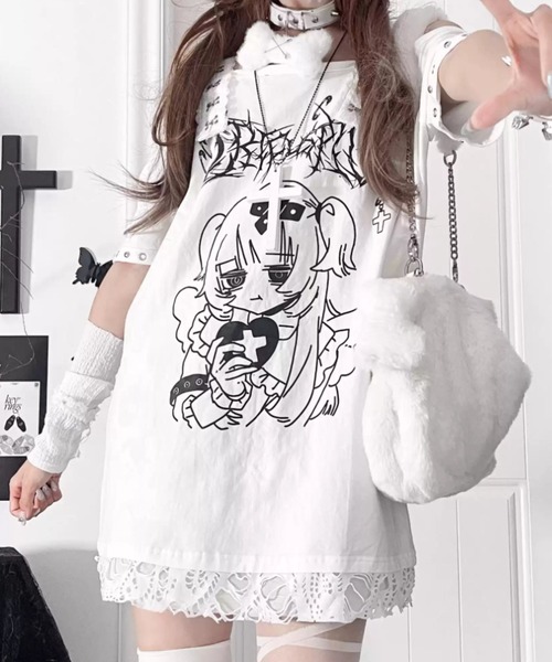TricuspidC/トライカスピッドシー』イラストプリントオフショルTシャツ