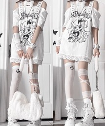 tシャツ A'GEM/9 × .kom 「TricuspidC/トライカスピッドシー」 †メンヘラエンジェルサスペンダー半袖Tシャツ† レディース A'GEM/9 × .kom 『TricuspidC/トライカスピッドシー』 †メンヘラ
