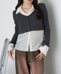 RAY CASSIN | シャツ襟レイヤードカーディガン(カーディガン/ボレロ)