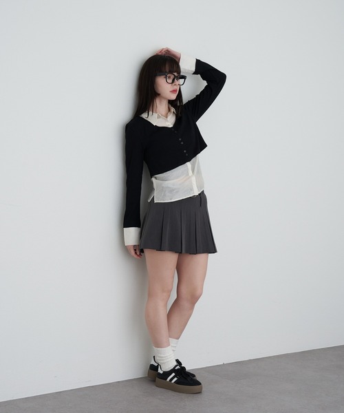 RAY CASSIN（レイカズン）の「シャツ襟レイヤードカーディガン（カーディガン/ボレロ・レディース・ブラック系その他2/グレー系その他2/ベージュ系その他2・FREE）」の9枚目の写真