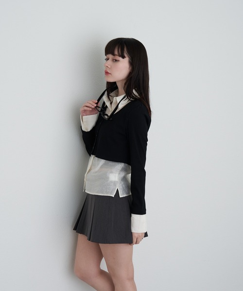 RAY CASSIN（レイカズン）の「シャツ襟レイヤードカーディガン（カーディガン/ボレロ・レディース・ブラック系その他2/グレー系その他2/ベージュ系その他2・FREE）」の11枚目の写真