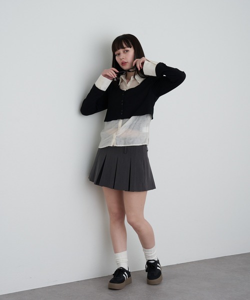 RAY CASSIN（レイカズン）の「シャツ襟レイヤードカーディガン（カーディガン/ボレロ・レディース・ブラック系その他2/グレー系その他2/ベージュ系その他2・FREE）」の12枚目の写真