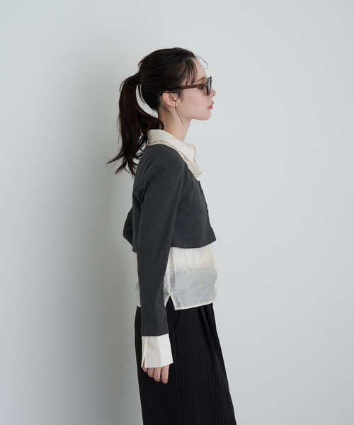 RAY CASSIN（レイカズン）の「シャツ襟レイヤードカーディガン（カーディガン/ボレロ・レディース・ブラック系その他2/グレー系その他2/ベージュ系その他2・FREE）」の20枚目の写真
