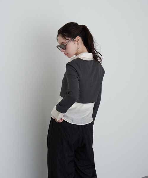 RAY CASSIN（レイカズン）の「シャツ襟レイヤードカーディガン（カーディガン/ボレロ・レディース・ブラック系その他2/グレー系その他2/ベージュ系その他2・FREE）」の15枚目の写真