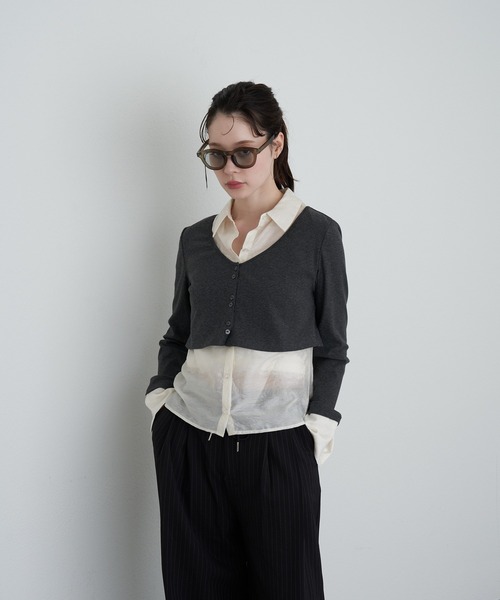 RAY CASSIN（レイカズン）の「シャツ襟レイヤードカーディガン（カーディガン/ボレロ・レディース・ブラック系その他2/グレー系その他2/ベージュ系その他2・FREE）」の19枚目の写真