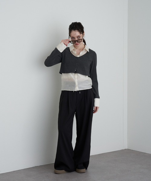 RAY CASSIN（レイカズン）の「シャツ襟レイヤードカーディガン（カーディガン/ボレロ・レディース・ブラック系その他2/グレー系その他2/ベージュ系その他2・FREE）」の17枚目の写真