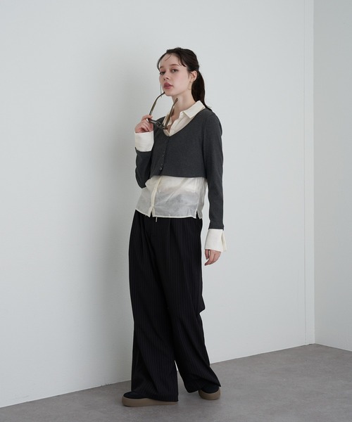 RAY CASSIN（レイカズン）の「シャツ襟レイヤードカーディガン（カーディガン/ボレロ・レディース・ブラック系その他2/グレー系その他2/ベージュ系その他2・FREE）」の18枚目の写真