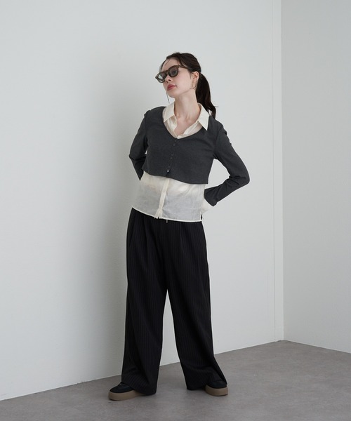 RAY CASSIN（レイカズン）の「シャツ襟レイヤードカーディガン（カーディガン/ボレロ・レディース・ブラック系その他2/グレー系その他2/ベージュ系その他2・FREE）」の22枚目の写真