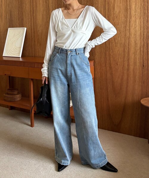 セール】【WEB限定】深VネックロンT（Tシャツ/カットソー