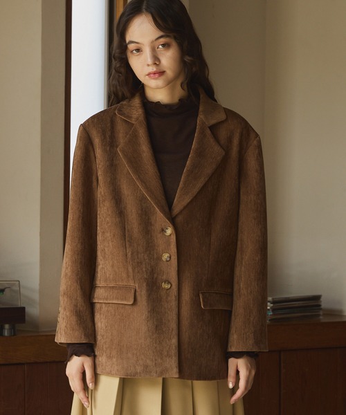 OLUN ollun きりまる ルーズベーシックモールジャケット ブラウン S Loose basic mall jacket / ルーズベーシックモールジャケット