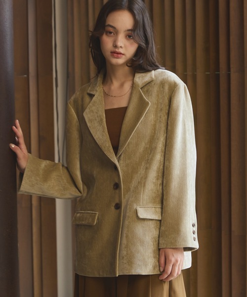 olun ルーズベーシックモールジャケット きりまる OLUN きりまる ルーズベーシックモールジャケット ベージュ M