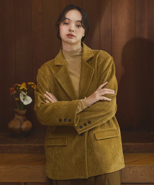 OLUN ollun きりまる ルーズベーシックモールジャケット ブラウン　M Loose basic mall jacket / ルーズベーシックモールジャケット