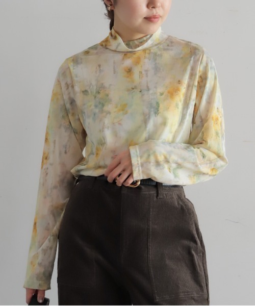 NOMBRE IMPAIR(ノンブルアンペール)の「水彩シアーメッシュ ハイネックP/O(Tシャツ/カットソー・レディース・イエロー/ピンク・FREE)」の1枚目の写真