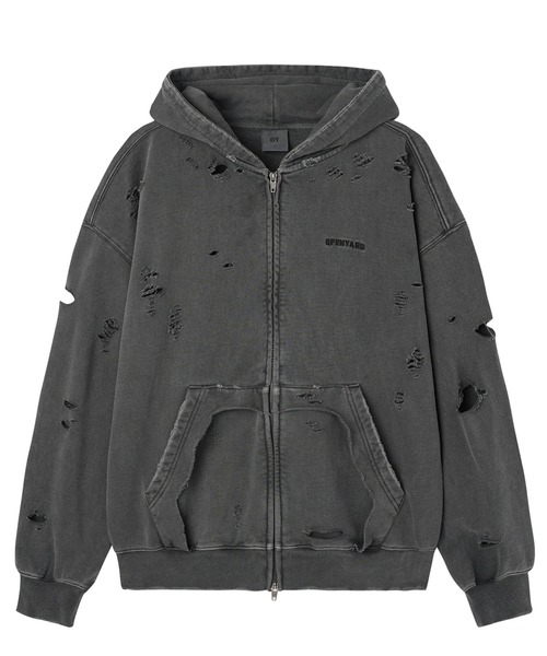 OY(オーワイ)の「『OY/オーワイ』PIGMENT DESTROYED HOODIE ZIP UP/ピグメントディストロイドジップアップパーカー(パーカー・レディース・ブラック・L/M)」の9枚目の写真