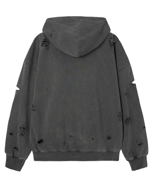 OY(オーワイ)の「『OY/オーワイ』PIGMENT DESTROYED HOODIE ZIP UP/ピグメントディストロイドジップアップパーカー(パーカー・レディース・ブラック・L/M)」の10枚目の写真