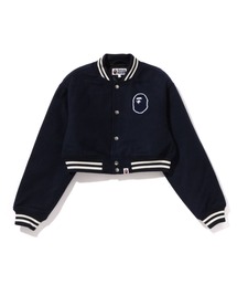 A BATHING APE(AxCVOGCv)A BATHING APE CROPPED VARSITY JACKET(~^[WPbg)