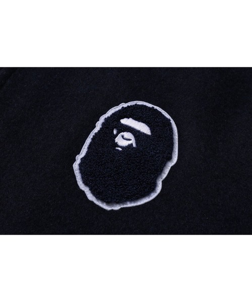 A BATHING APE(アベイシングエイプ)の「A BATHING APE CROPPED VARSITY JACKET(ミリタリージャケット・レディース・ネイビー・MEDIUM/SMALL)」の4枚目の写真