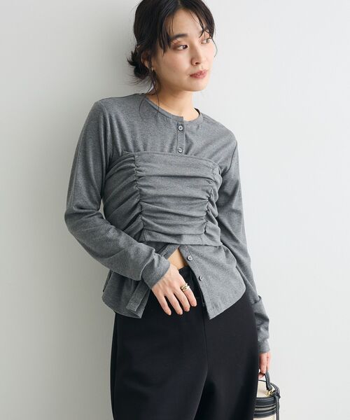 CRAFT STANDARD BOUTIQUE(クラフトスタンダードブティック)の「2点セット/カーディガン&ビスチェ(カーディガン/ボレロ・レディース・杢グレー/モカ・FREE)」の2枚目の写真