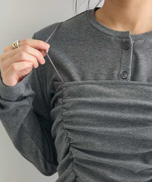 CRAFT STANDARD BOUTIQUE(クラフトスタンダードブティック)の「2点セット/カーディガン&ビスチェ(カーディガン/ボレロ・レディース・杢グレー/モカ・FREE)」の6枚目の写真