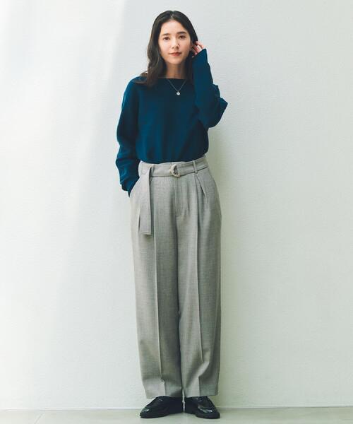 THE SHOP TK （ザ ショップ ティーケー ）の「ベルト付バレルパンツ【セットアップ可】/CAVIANシリーズ（その他パンツ・レディース・ネイビー/チャコールグレー/ブラウン系その他・13/12）」の4枚目の写真