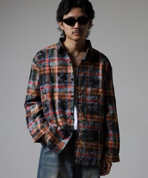 FUNALIVE | ABETTOR 絞り染め加工ルーズフィットチェックＬＳシャツ(シャツ/ブラウス)