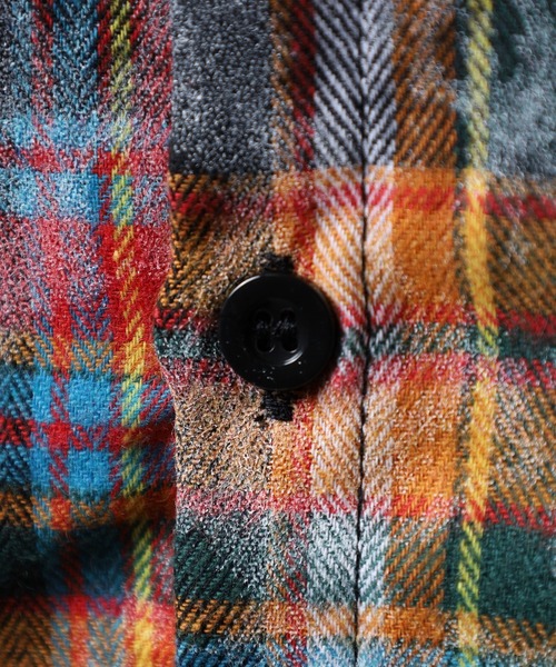 FUNALIVE（ファンアライブ）の「ABETTOR 絞り染め加工ルーズフィットチェックＬＳシャツ（シャツ/ブラウス・メンズ・レッド/ネイビー・XL/L/M）」の7枚目の写真