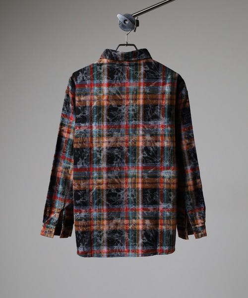 FUNALIVE（ファンアライブ）の「ABETTOR 絞り染め加工ルーズフィットチェックＬＳシャツ（シャツ/ブラウス・メンズ・レッド/ネイビー・XL/L/M）」の10枚目の写真