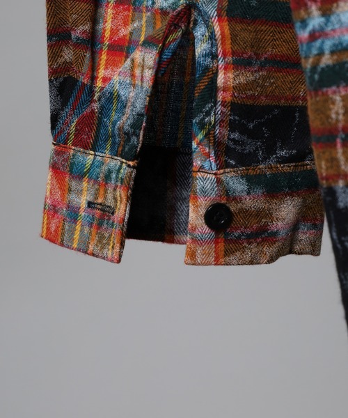 FUNALIVE（ファンアライブ）の「ABETTOR 絞り染め加工ルーズフィットチェックＬＳシャツ（シャツ/ブラウス・メンズ・レッド/ネイビー・XL/L/M）」の8枚目の写真