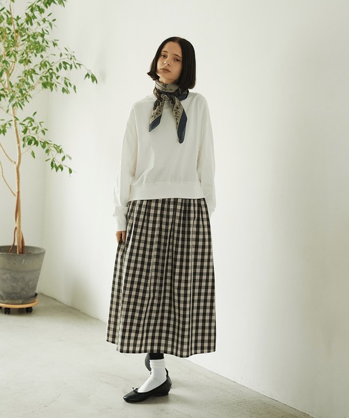 LA MARINE FRANCAISE(マリン フランセーズ)の「強撚プレーティング天竺プルオーバー(Tシャツ/カットソー・レディース・オフホワイト/ブラウン/ブルー・FREE)」の5枚目の写真