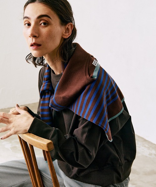 LA MARINE FRANCAISE(マリン フランセーズ)の「強撚プレーティング天竺プルオーバー(Tシャツ/カットソー・レディース・オフホワイト/ブラウン/ブルー・FREE)」の9枚目の写真