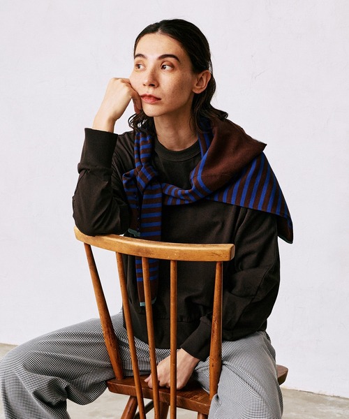 LA MARINE FRANCAISE(マリン フランセーズ)の「強撚プレーティング天竺プルオーバー(Tシャツ/カットソー・レディース・オフホワイト/ブラウン/ブルー・FREE)」の8枚目の写真