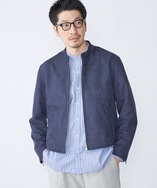 SHIPS: ポリエステル フェイク スエード シングル ライダース