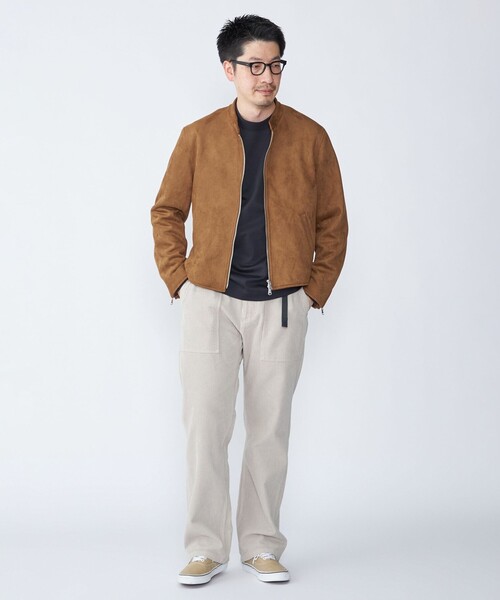 値下げ/美品/春向けSHIPS ポリエステルフェイクスエード シングルライダース SHIPS: ポリエステル フェイクスエード シングル ライダース｜ SHIPS