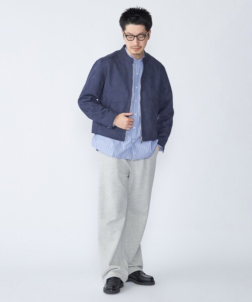 SHIPS: ポリエステル フェイク スエード シングル ライダース