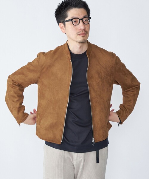 SHIPS(シップス)の「SHIPS: ポリエステル フェイク スエード シングル ライダース(ライダースジャケット・メンズ・ネイビー/ブラック/グレー/ベージュ・MEDIUM/SMALL/X-LARGE/LARGE)」の14枚目の写真