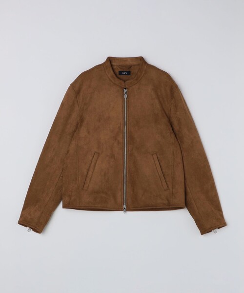 SHIPS: ポリエステル フェイク スエード シングル ライダース