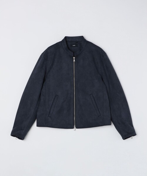 SHIPS: ポリエステル フェイク スエード シングル ライダース